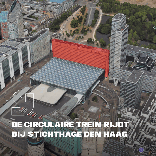 De circulaire trein rijdt bij ontmanteling Stichthage Den Haag
